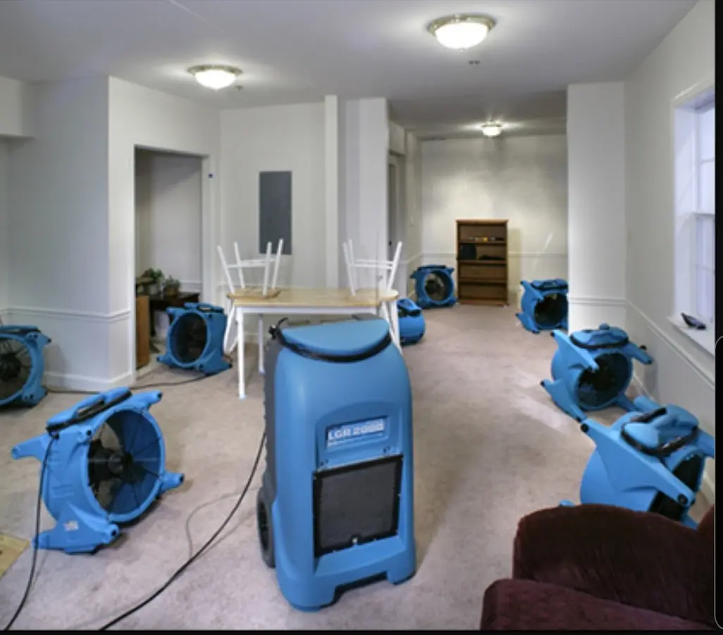 Air movers and dehumidifier setup for Water Extraction & Removal in Manlius